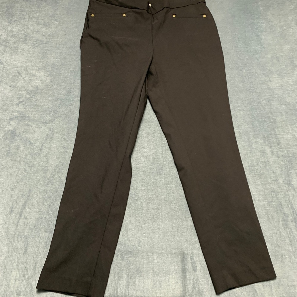 Anne Klein Ankle Pants Womens 34 Black Classic Fit Flat Front Straight Pull On